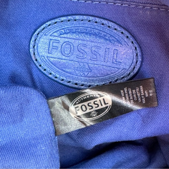 Fossil💙Riley Leather Large Fold Over Crossbody Satchel/Tote Bag w/Bow Scarf - Picture 15 of 15